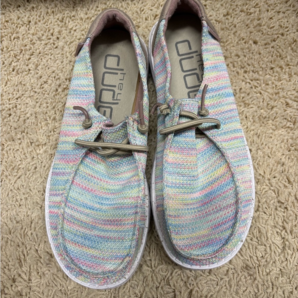 Hey Dude Pastel Striped Shoes